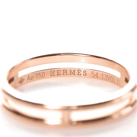 HERMES 18K Rose Gold Ariane Wedding Band Ring 54 7